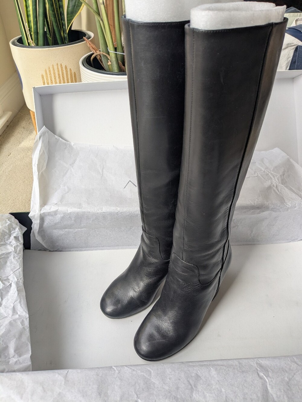 Via Spiga V Beckett Tall Black Leather Boots - size 6.5